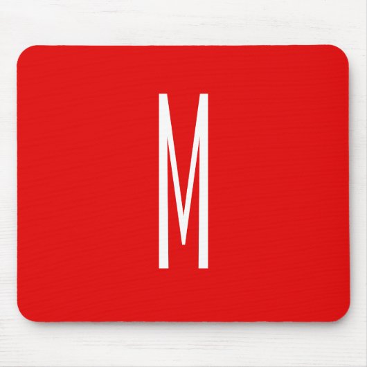 Anfangsbuchstabe Monogramm moderner Stil Rot Weiß Mousepad (Vorne)