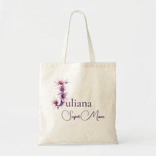 Anfangsbuchstabe Monogramm + Name Super Mama Tragetasche