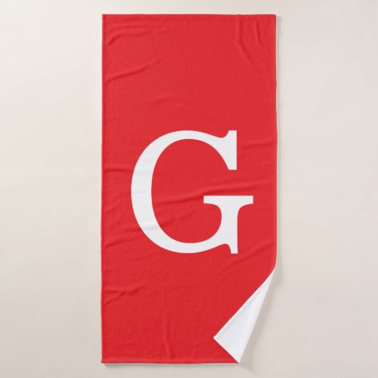 Anfangsbuchstabe Monogramm Rot Weiß Schlicht Einfa Badehandtuch (Badehandtuch)