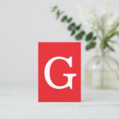Anfangsbuchstabe Monogramm Rot Weiß Schlicht Einfa Begleitkarte (Stehend Vorderseite)