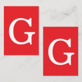 Anfangsbuchstabe Monogramm Rot Weiß Schlicht Einfa Begleitkarte (Vorne/Hinten)