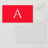 Anfangsbuchstabe Monogramm Rot Weiß Schlicht Einfa Begleitkarte (Vorne/Hinten)