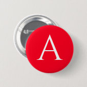 Anfangsbuchstabe Monogramm Rot Weiß Schlicht Einfa Button (Vorne & Hinten)