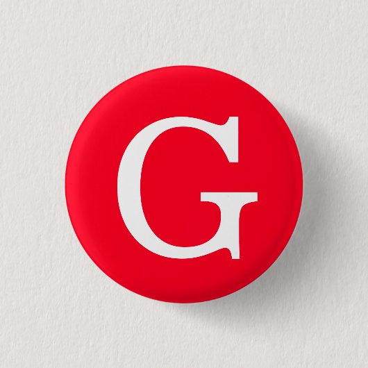 Anfangsbuchstabe Monogramm Rot Weiß Schlicht Einfa Button (Vorderseite)