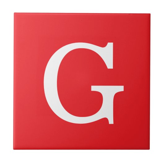 Anfangsbuchstabe Monogramm Rot Weiß Schlicht Einfa Fliese (Vorderseite)