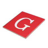 Anfangsbuchstabe Monogramm Rot Weiß Schlicht Einfa Fliese (Seite)