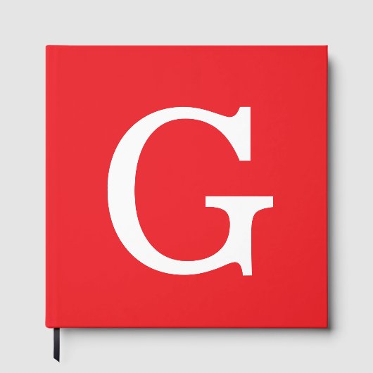 Anfangsbuchstabe Monogramm Rot Weiß Schlicht Einfa Gästebuch (Vorderseite)