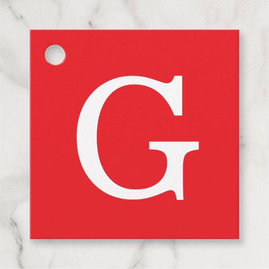 Anfangsbuchstabe Monogramm Rot Weiß Schlicht Einfa Geschenkanhänger (Vorderseite)