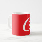 Anfangsbuchstabe Monogramm Rot Weiß Schlicht Einfa Kaffeetasse (Vorderseite Links)