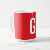 Anfangsbuchstabe Monogramm Rot Weiß Schlicht Einfa Kaffeetasse (Vorderseite Links)