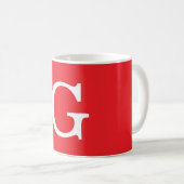 Anfangsbuchstabe Monogramm Rot Weiß Schlicht Einfa Kaffeetasse (VorderseiteRechts)