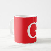 Anfangsbuchstabe Monogramm Rot Weiß Schlicht Einfa Kaffeetasse (Vorderseite Links)