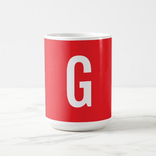 Anfangsbuchstabe Monogramm Rot Weiß Schlicht Einfa Kaffeetasse (Mittel)
