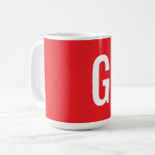 Anfangsbuchstabe Monogramm Rot Weiß Schlicht Einfa Kaffeetasse (Vorderseite Links)