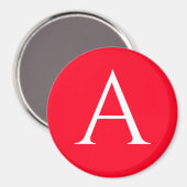 Anfangsbuchstabe Monogramm Rot Weiß Schlicht Einfa Magnet (Vorderseite/Rückseite)