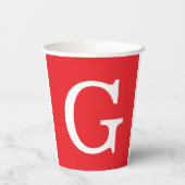 Anfangsbuchstabe Monogramm Rot Weiß Schlicht Einfa Pappbecher (Rückseite)
