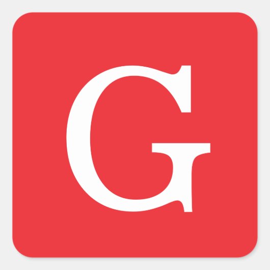 Anfangsbuchstabe Monogramm Rot Weiß Schlicht Einfa Quadratischer Aufkleber (Vorderseite)