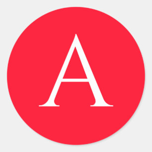 Anfangsbuchstabe Monogramm Rot Weiß Schlicht Einfa Runder Aufkleber
