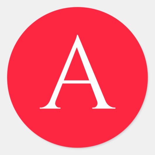 Anfangsbuchstabe Monogramm Rot Weiß Schlicht Einfa Runder Aufkleber (Vorderseite)