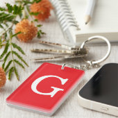 Anfangsbuchstabe Monogramm Rot Weiß Schlicht Einfa Schlüsselanhänger (Vorderseite rechts)