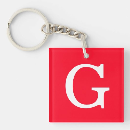 Anfangsbuchstabe Monogramm Rot Weiß Schlicht Einfa Schlüsselanhänger (Vorderseite)