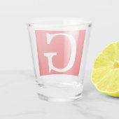Anfangsbuchstabe Monogramm Rot Weiß Schlicht Einfa Schnapsglas (Rückseite)