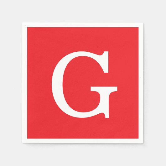 Anfangsbuchstabe Monogramm Rot Weiß Schlicht Einfa Serviette (Vorderseite)