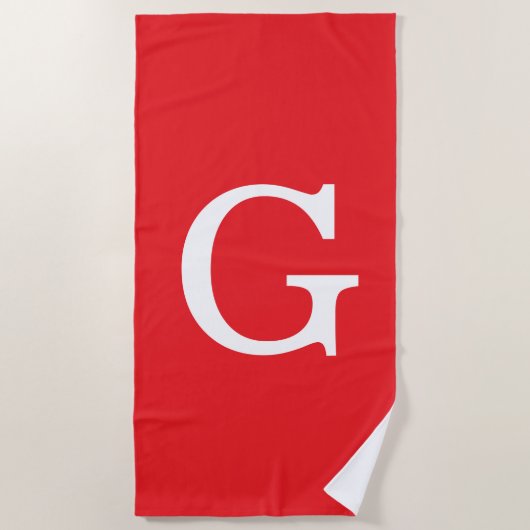 Anfangsbuchstabe Monogramm Rot Weiß Schlicht Einfa Strandtuch (Vorderseite)