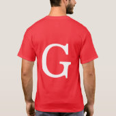 Anfangsbuchstabe Monogramm Rot Weiß Schlicht Einfa T-Shirt (Rückseite)