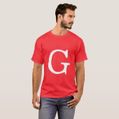 Anfangsbuchstabe Monogramm Rot Weiß Schlicht Einfa T-Shirt (Vorne ganz)
