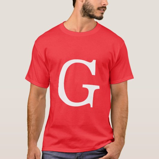 Anfangsbuchstabe Monogramm Rot Weiß Schlicht Einfa T-Shirt (Vorderseite)
