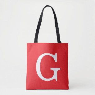Anfangsbuchstabe Monogramm Rot Weiß Schlicht Einfa Tasche