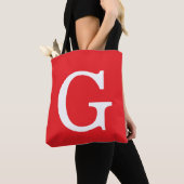 Anfangsbuchstabe Monogramm Rot Weiß Schlicht Einfa Tasche (Von Nahem)
