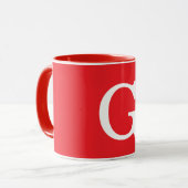Anfangsbuchstabe Monogramm Rot Weiß Schlicht Einfa Tasse (Vorderseite Links)
