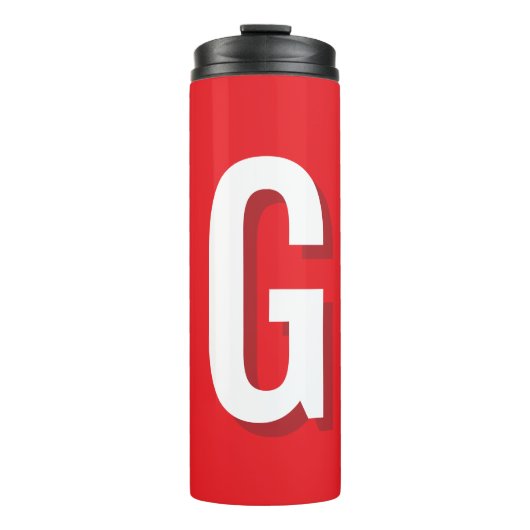 Anfangsbuchstabe Monogramm Rot Weiß Schlicht Einfa Thermosbecher (Vorderseite)