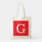 Anfangsbuchstabe Monogramm Rot Weiß Schlicht Einfa Tragetasche (Rückseite)