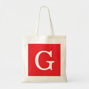 Anfangsbuchstabe Monogramm Rot Weiß Schlicht Einfa Tragetasche