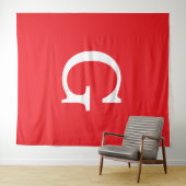 Anfangsbuchstabe Monogramm Rot Weiß Schlicht Einfa Wandteppich (Beispiel (Horizontal))