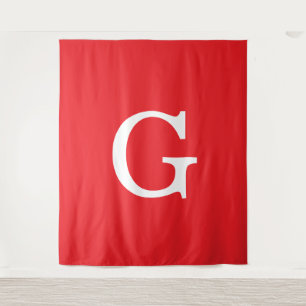 Anfangsbuchstabe Monogramm Rot Weiß Schlicht Einfa Wandteppich