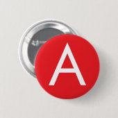 Anfangsbuchstabe Monogramm Rot Weiß Schlicht Moder Button (Vorne & Hinten)