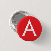 Anfangsbuchstabe Monogramm Rot Weiß Schlicht Moder Button (Vorne & Hinten)