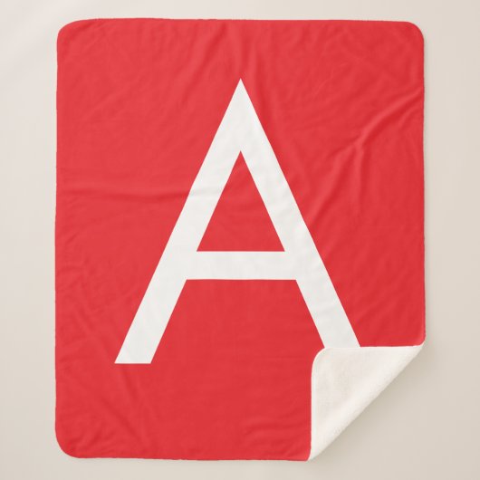 Anfangsbuchstabe Monogramm Rot Weiß Schlicht Moder Sherpadecke (Vorderseite)