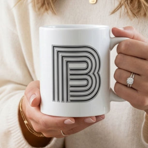 Anfangsbuchstabe Monogramm Schwarz Weiß Modern Sty Kaffeetasse