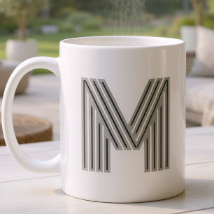 Anfangsbuchstabe Monogramm Schwarz Weiß Modern Sty Kaffeetasse