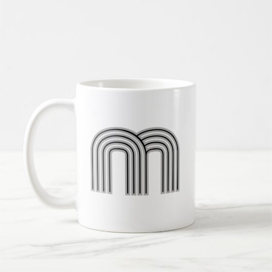 Anfangsbuchstabe Monogramm Schwarz Weiß Modern Sty Kaffeetasse (Links)