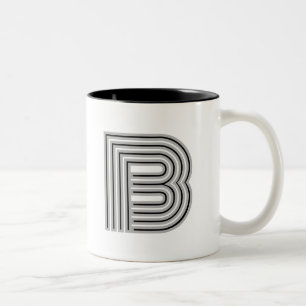 Anfangsbuchstabe Monogramm Schwarz Weiß Modern Sty Zweifarbige Tasse