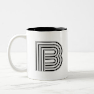 Anfangsbuchstabe Monogramm Schwarz Weiß Modern Sty Zweifarbige Tasse