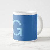 Anfangsbuchstabe Monogramm Stahlblau Benutzerdefin Jumbo-Tasse (Vorderseite Rechts)