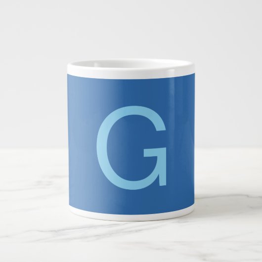 Anfangsbuchstabe Monogramm Stahlblau Benutzerdefin Jumbo-Tasse (Vorderseite)