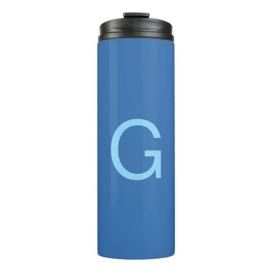 Anfangsbuchstabe Monogramm Stahlblau Benutzerdefin Thermosbecher (Vorderseite)